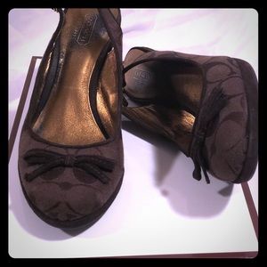 Coach Chocolate/Brown Aligra Signature Wedge Heels